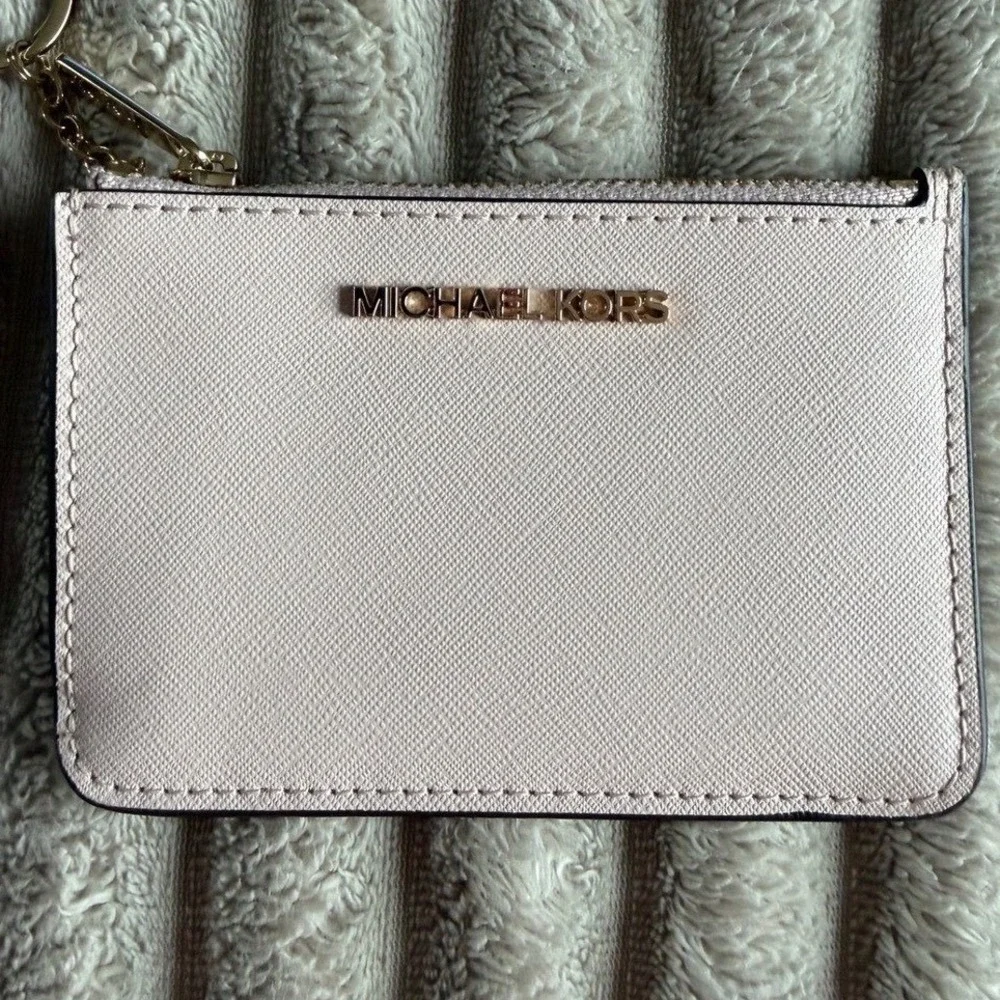 Michael Kors Pink Jet Set Travel Small Top Zip Coin Pouch with ID Holder.